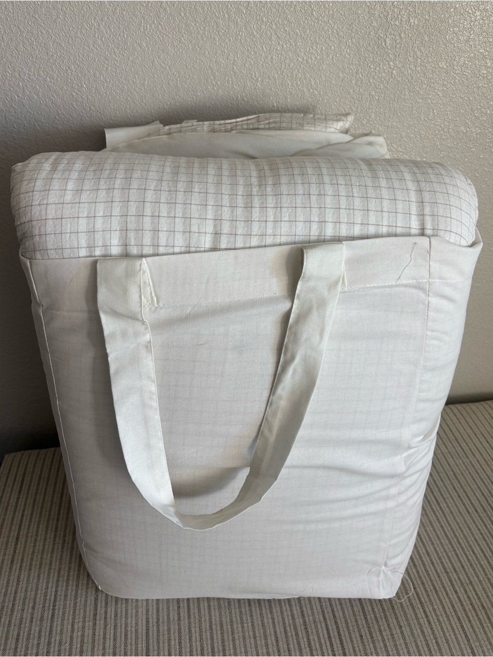 NWT 3pc Full/Queen Mini Grid Stitch Comforter Bedding Set Twilight Taupe
